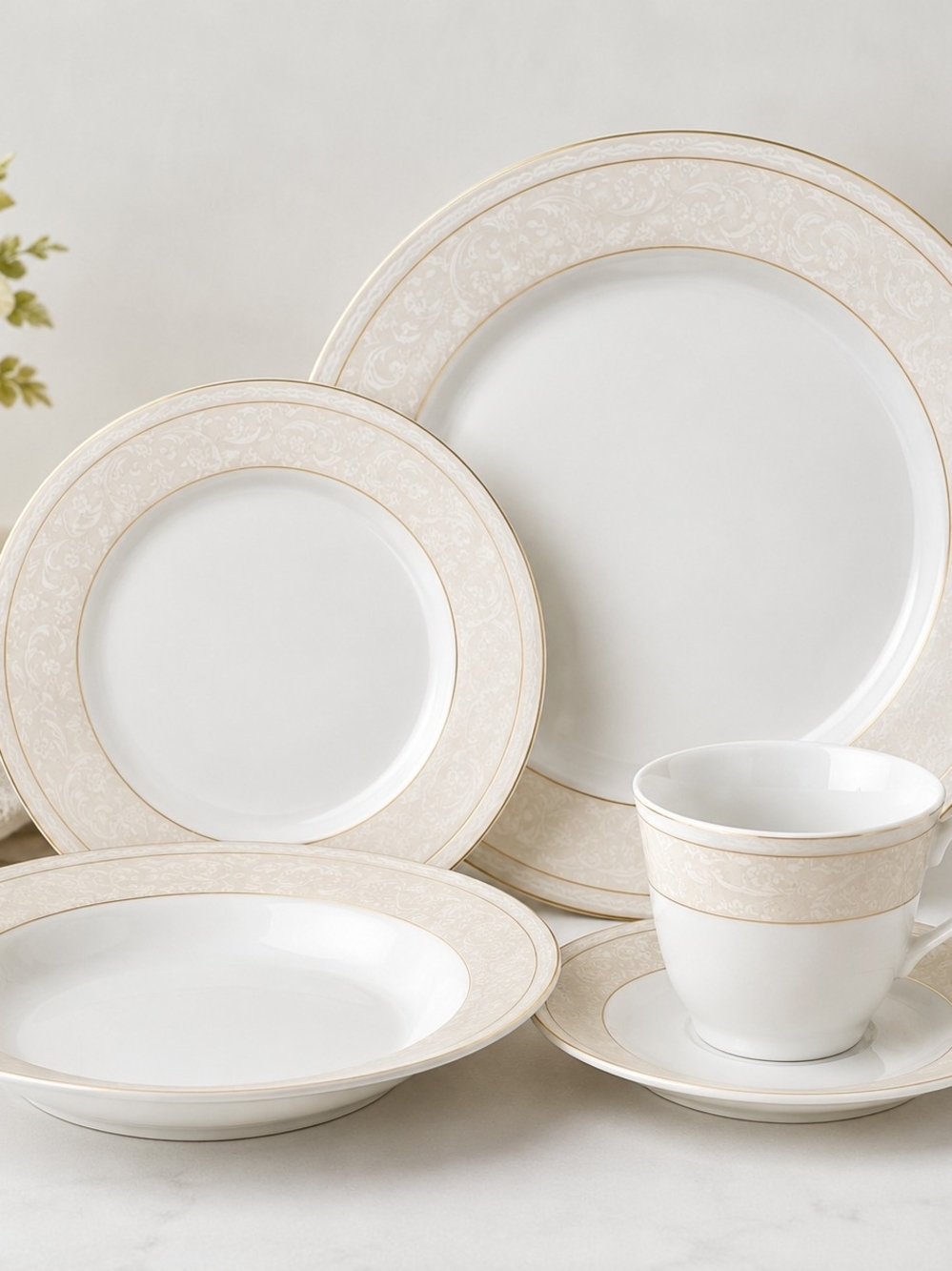Lorren Home Trends by Lorenzo 20-Piece Fine Porcelain Dinnerware Set